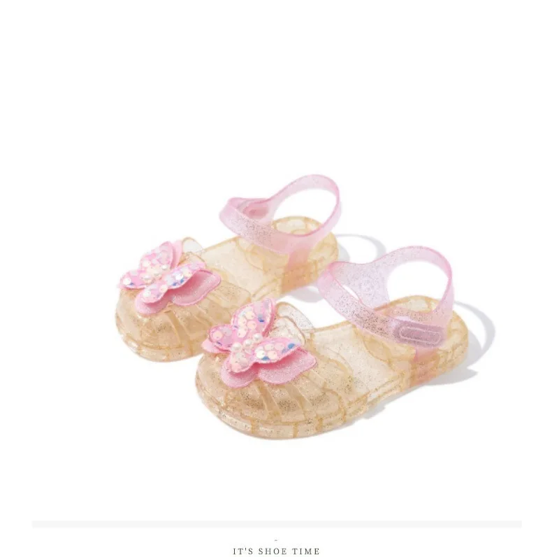 New summer kids baby princess Roman shoes girls beach sandals crystal jelly shoes sandals glitter butterfly children's sandals