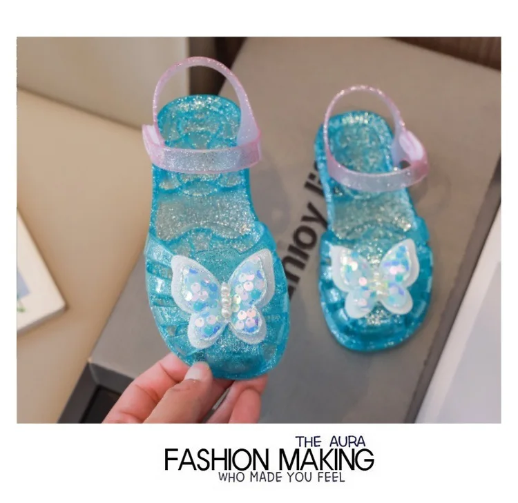 New summer kids baby princess Roman shoes girls beach sandals crystal jelly shoes sandals glitter butterfly children's sandals