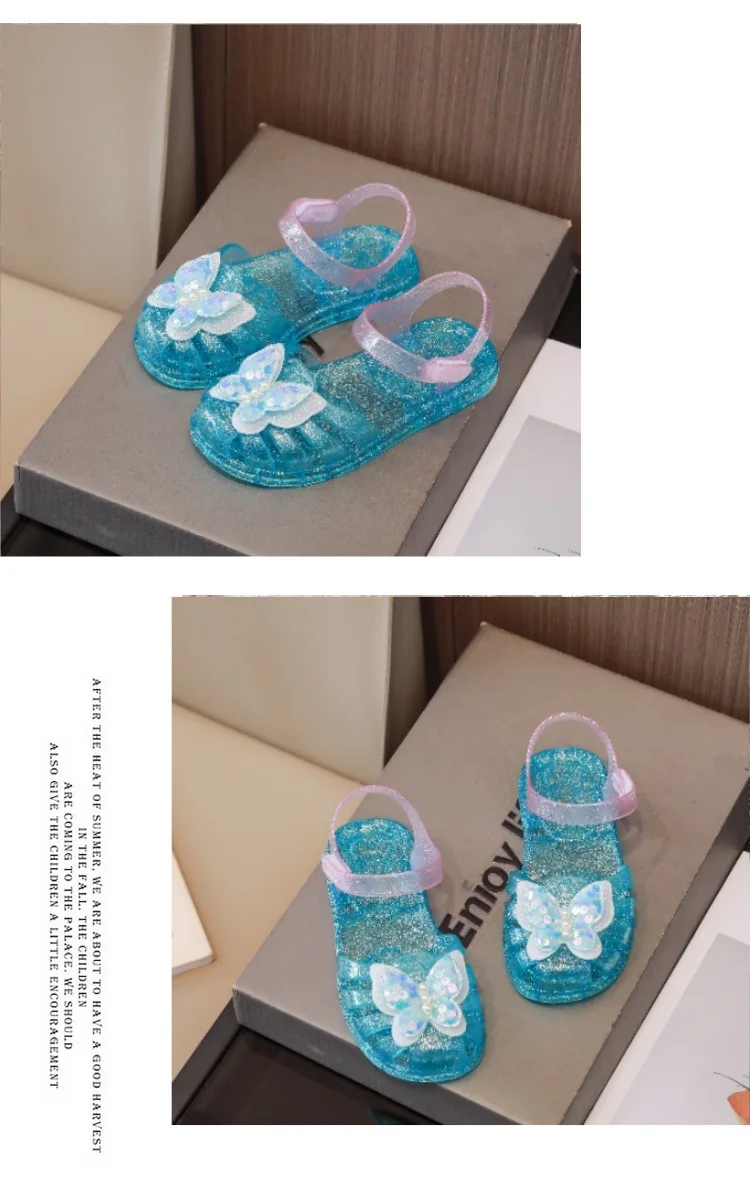 New summer kids baby princess Roman shoes girls beach sandals crystal jelly shoes sandals glitter butterfly children's sandals