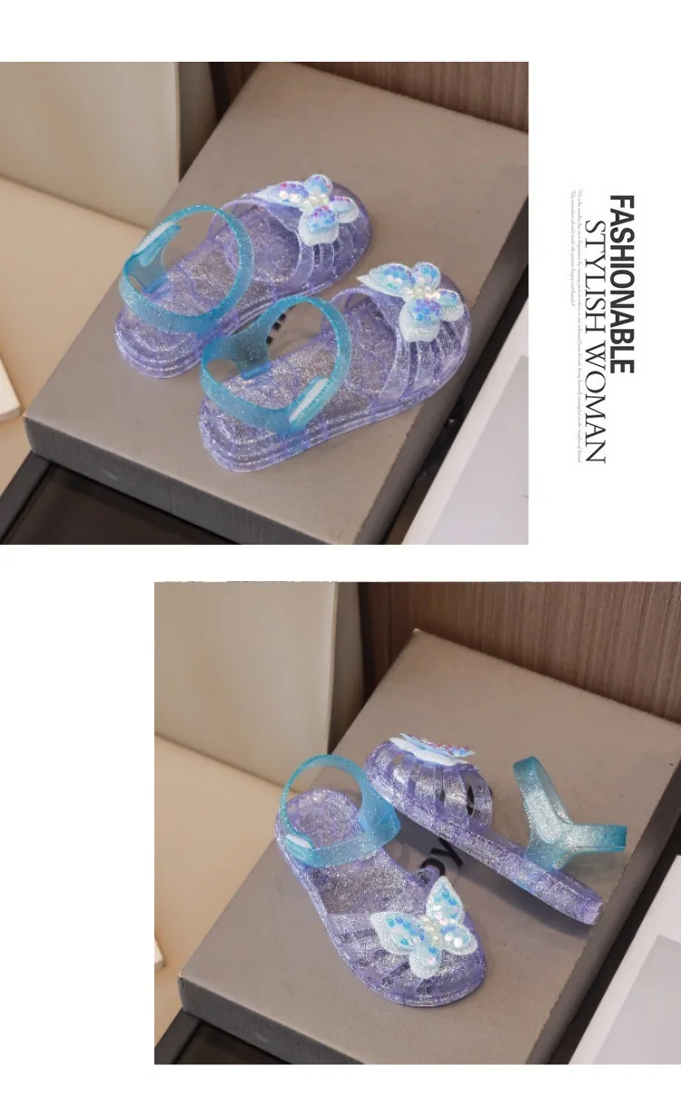 New summer kids baby princess Roman shoes girls beach sandals crystal jelly shoes sandals glitter butterfly children's sandals