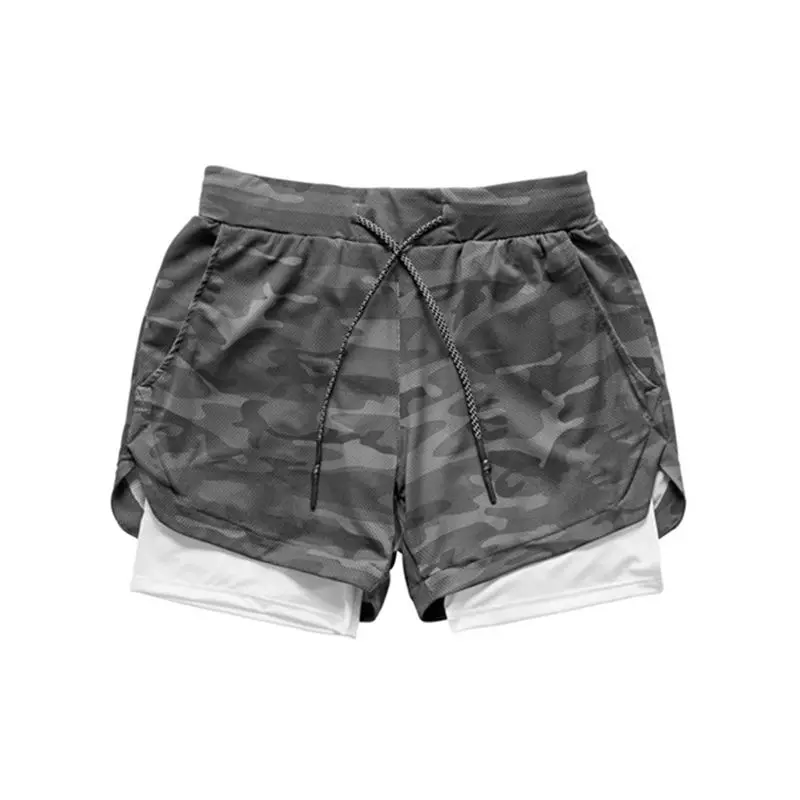 Camo Shorts Men 2 in 1 Double-deck Quick Dry Beach Bottoms Fitness Breathable Gym Training Jogging Short Pants Summer Shorts Men