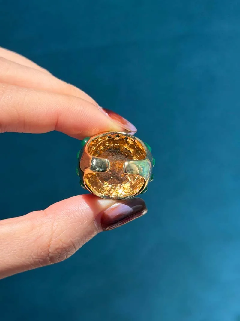 Vintage Round Natural Stone Green Rings Gold Plated Lapis Lazuli Inlay High Gold Color Women Engagement Quality Accessories 2026