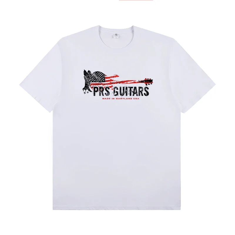 PRS Electric Guitar Peripheral Pattern Round Neck Rock T-shirt Short Sleeve Band Lead Singer Guitarist Practice T-shirt Clothes