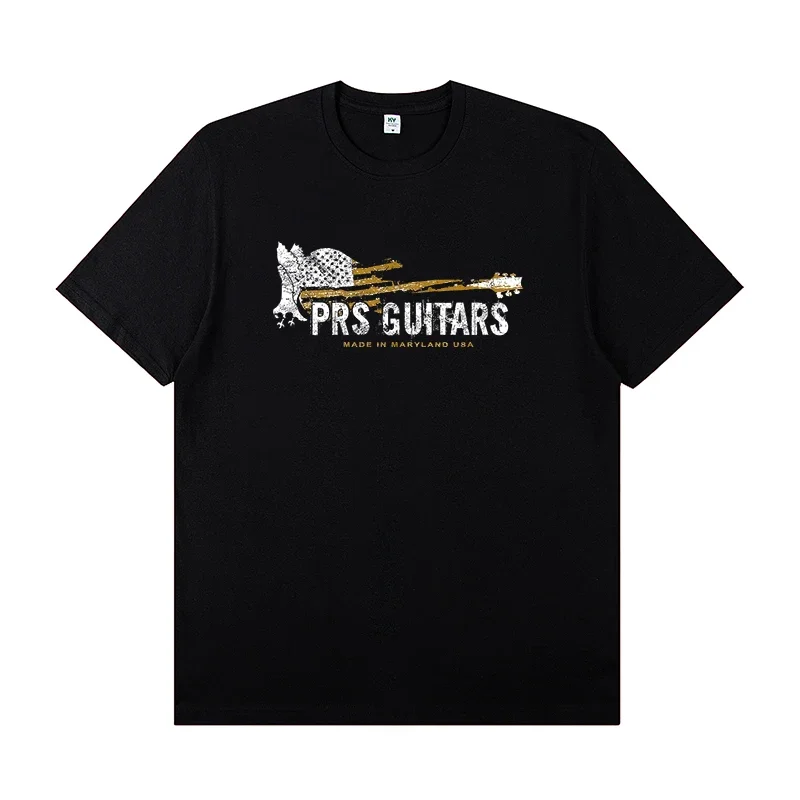 PRS Electric Guitar Peripheral Pattern Round Neck Rock T-shirt Short Sleeve Band Lead Singer Guitarist Practice T-shirt Clothes