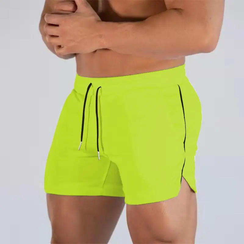New Muscle Big Size Solid Color Sports Shorts Men's Quick Dry Marathon Running Three Thirds Fitness Beach Pants Quick Dry Mesh