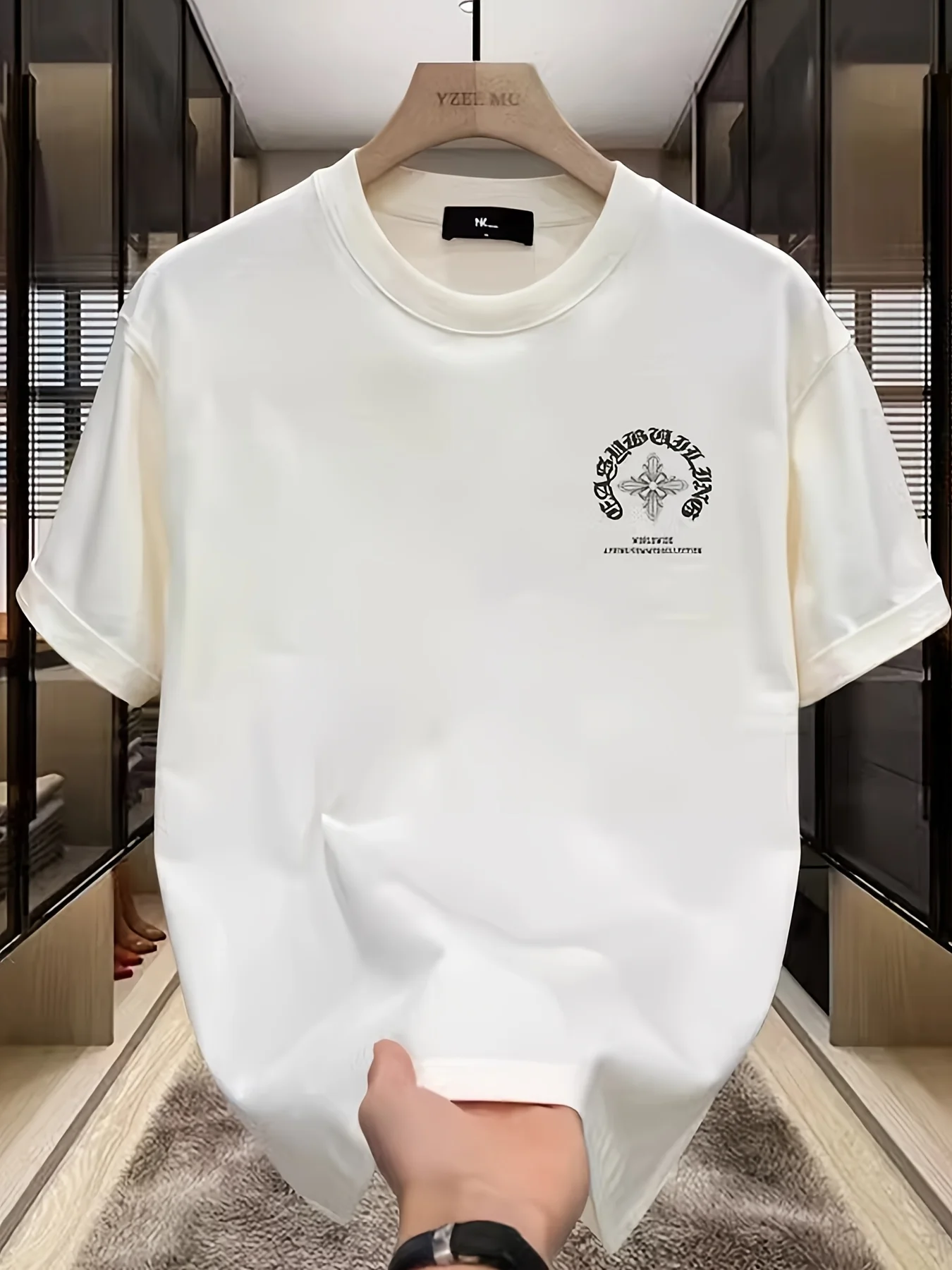 Summer Men's 100% Cotton T Shirt Simple Fashionable Style Print Comfortable Soft Breathable Fabric Suitable Home Casual Wear