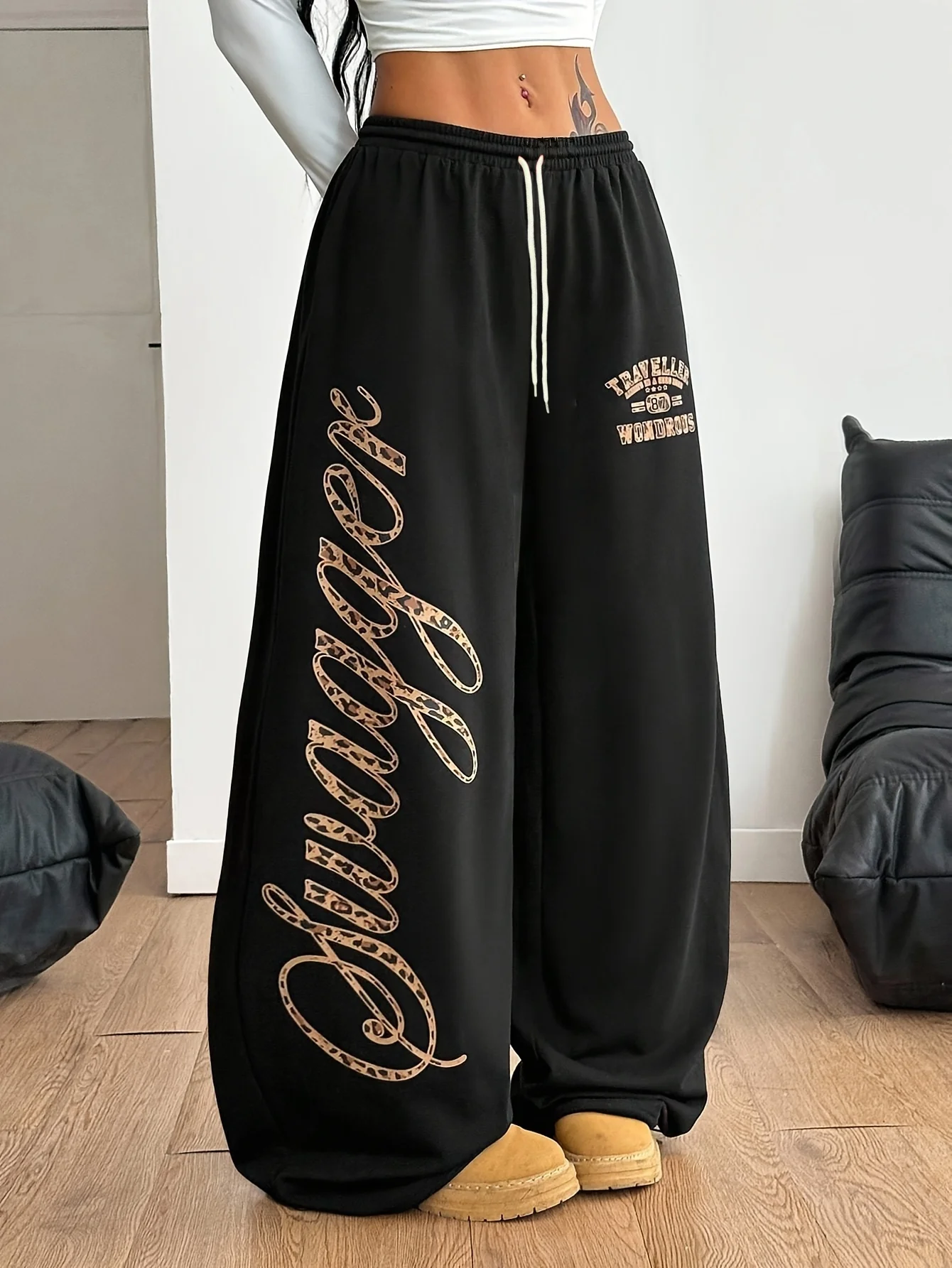 Loose Fit Streetwear Style Printed Sweatpants for Women/kid Comfortable Casual Polyester Fiber Long Trousers Autumn New Arrival