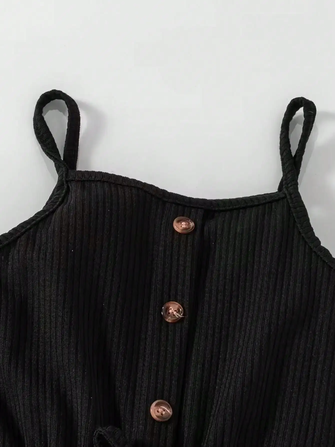 2pcs, 2026 girls' casual summer button up heart-shaped camisole jumpsuit, 2pcs in two colors. Suitable for outdoor travel