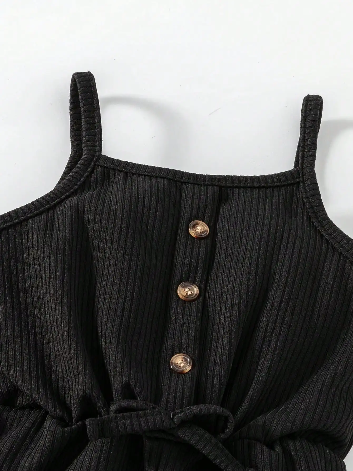 2pcs, 2026 girls' casual summer button up heart-shaped camisole jumpsuit, 2pcs in two colors. Suitable for outdoor travel