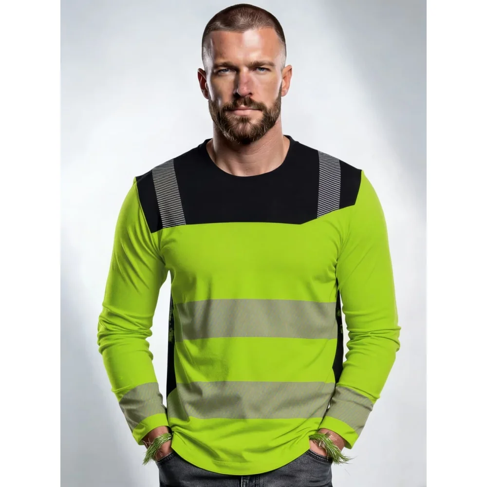 Men's Construction Workers Uniforms 3D Digital Printed Casual Round-Neck Long-Sleeved T-Shirt Comfortable T-Shirts Sportswear
