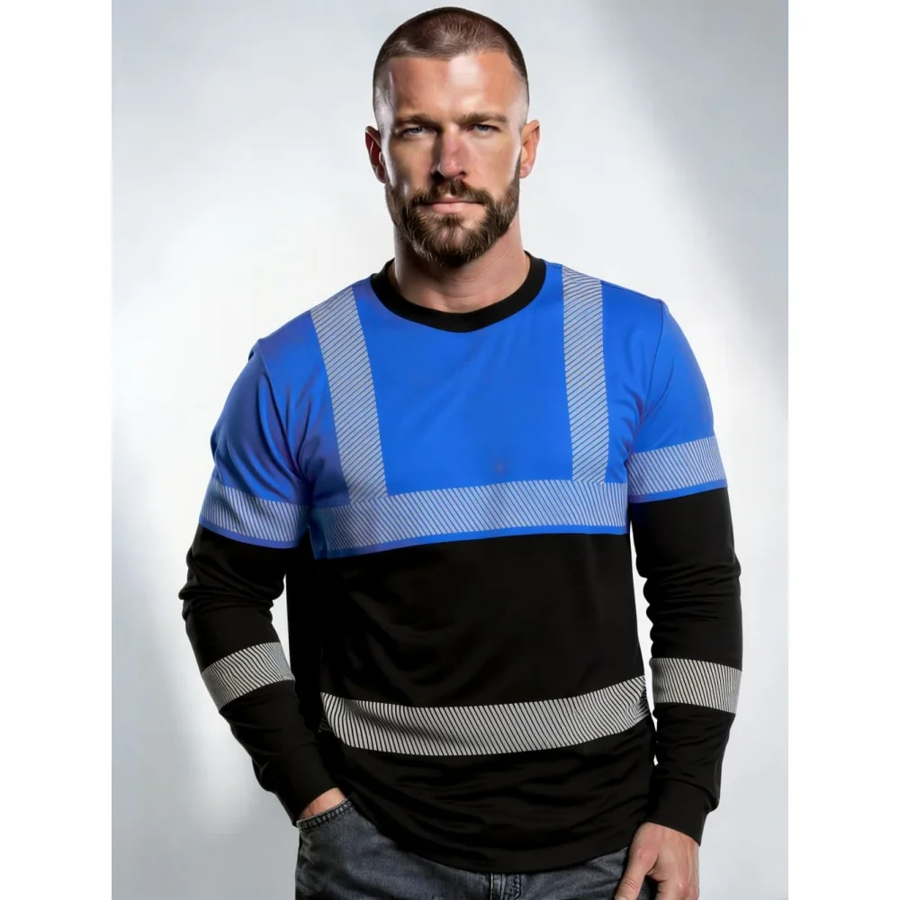 Men's Construction Workers Uniforms 3D Digital Printed Casual Round-Neck Long-Sleeved T-Shirt Comfortable T-Shirts Sportswear