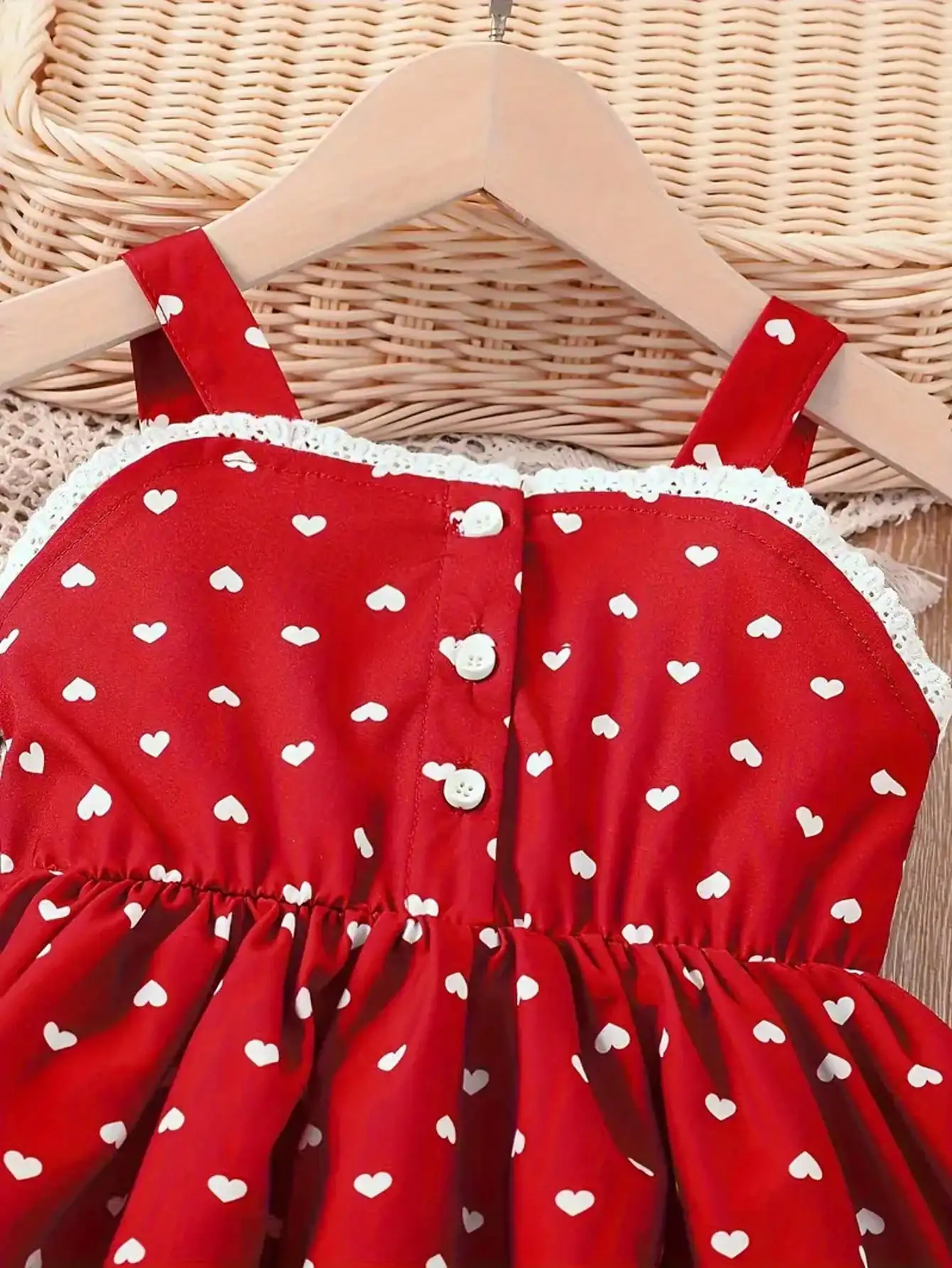 2026 Girls' Summer Fashion Dress, Casual Love Pattern, Breathable Sleeveless Square Neck (No Accessories)