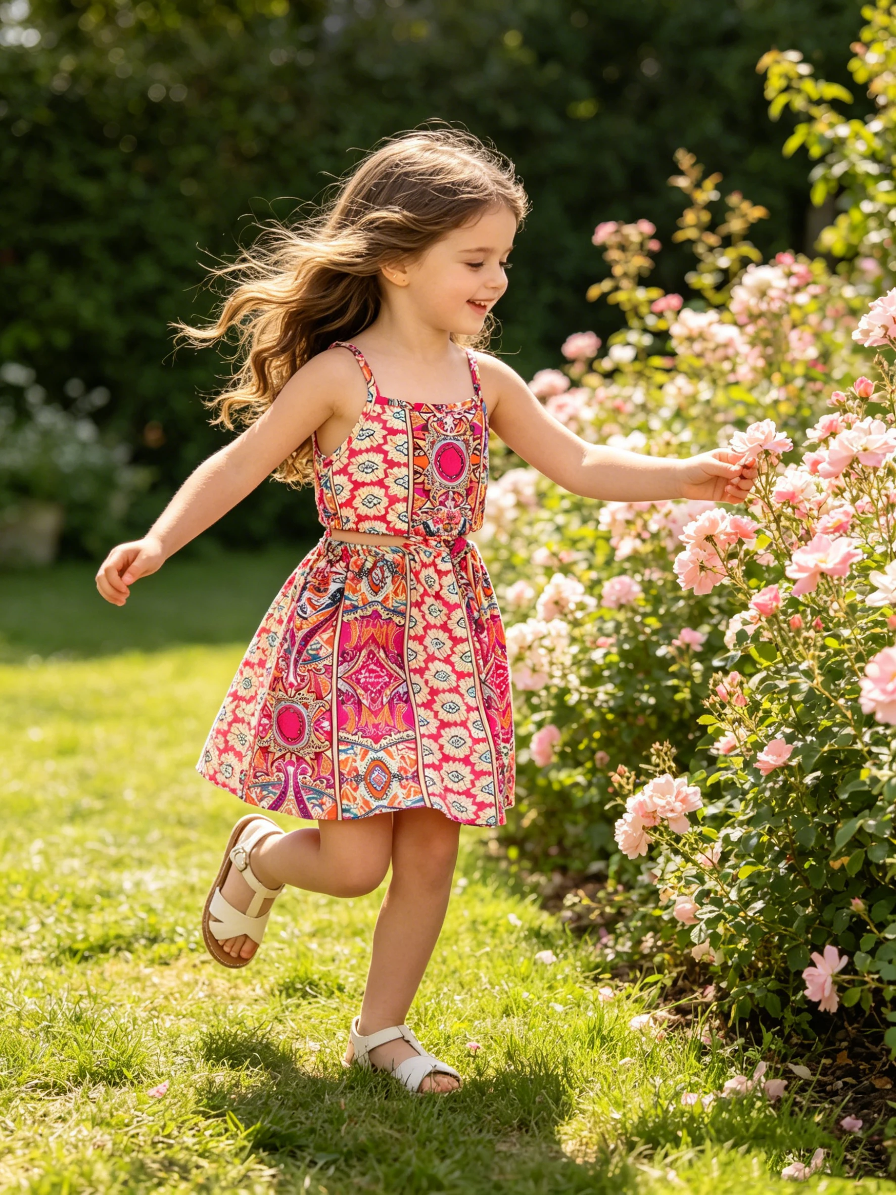 2026 Girls' Summer Fashion Dress, Casual Love Pattern, Breathable Sleeveless Square Neck (No Accessories)