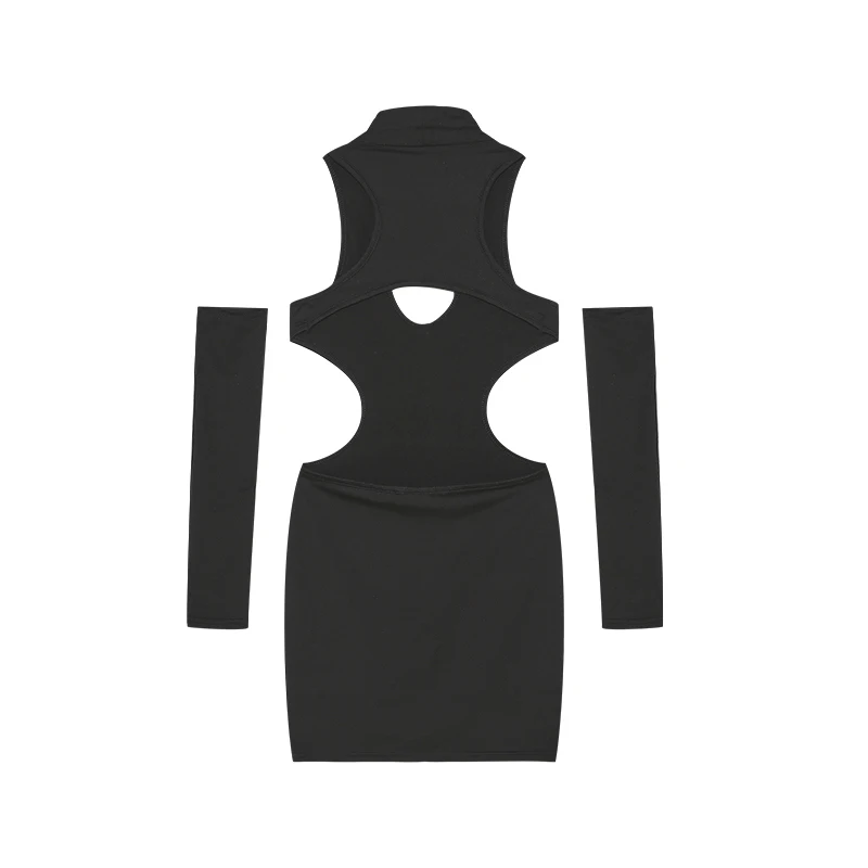 Summer 2026 Sexy Cutout Hanging Neck Dress European American Solid Color Tight Wrapped Hip Dress for Women