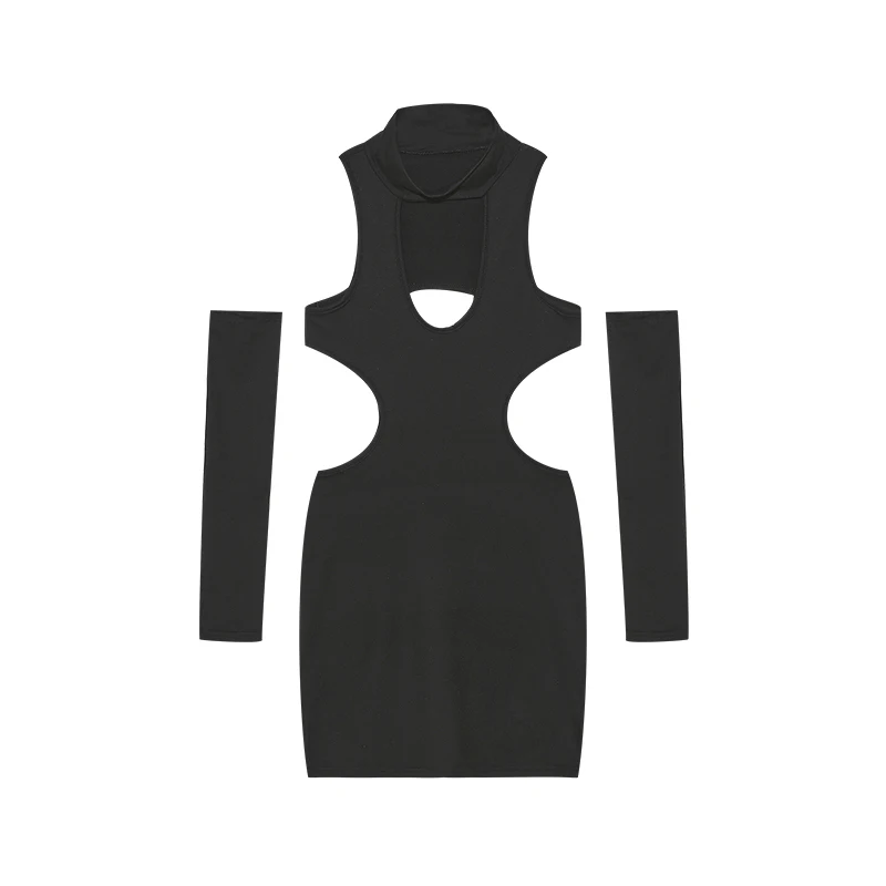 Summer 2026 Sexy Cutout Hanging Neck Dress European American Solid Color Tight Wrapped Hip Dress for Women