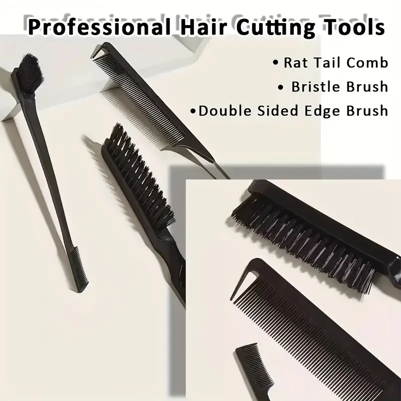 4pcs Bristle Slick Back Hair Brush for Sleek Ponytail Bun & Smoothing Hairs, Flyaways, Edge Control - Backcombing & Teasing