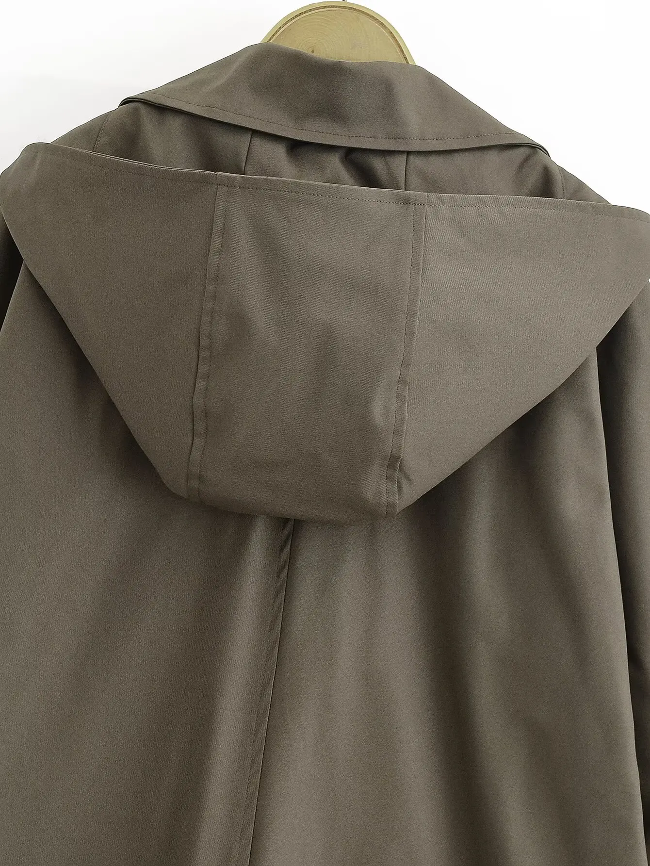 Women's Cape Style Hooded Windbreaker Spring Casual Lapel Collar Long Sleeve Single Breasted Jacket Fashion Loose Female Tops