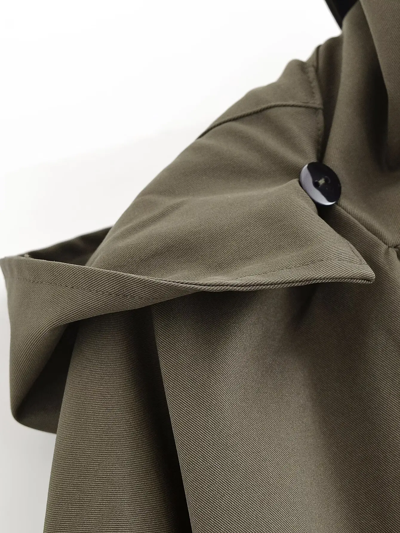 Women's Cape Style Hooded Windbreaker Spring Casual Lapel Collar Long Sleeve Single Breasted Jacket Fashion Loose Female Tops