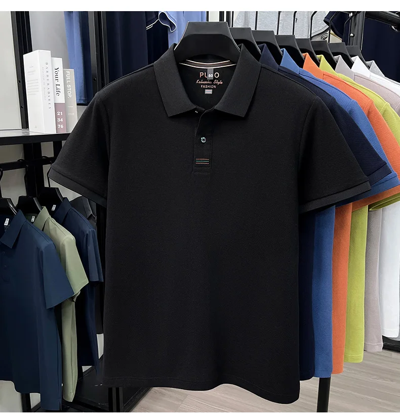 100% pure cotton men's short sleeve polo shirt fashion brand simple embroidery summer new business casual breathable T-shirt