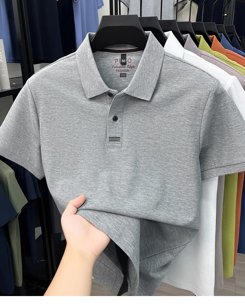 100% pure cotton men's short sleeve polo shirt fashion brand simple embroidery summer new business casual breathable T-shirt