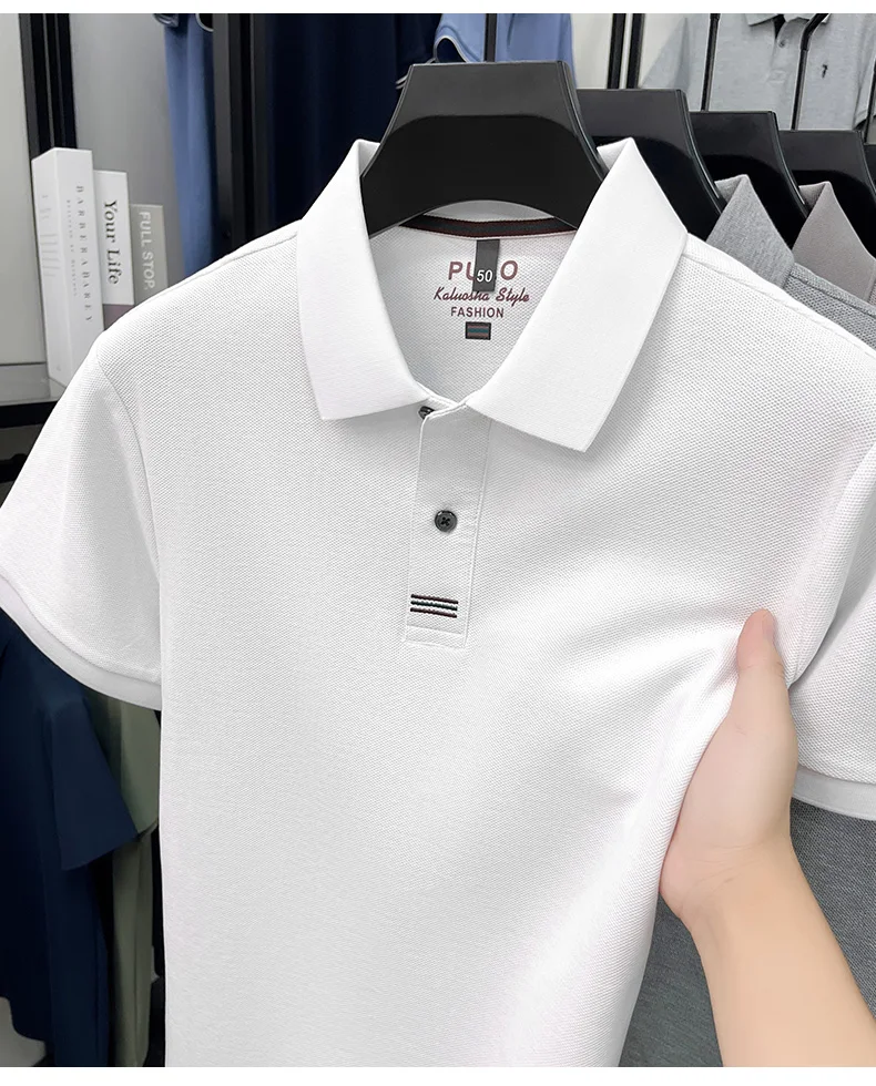 100% pure cotton men's short sleeve polo shirt fashion brand simple embroidery summer new business casual breathable T-shirt