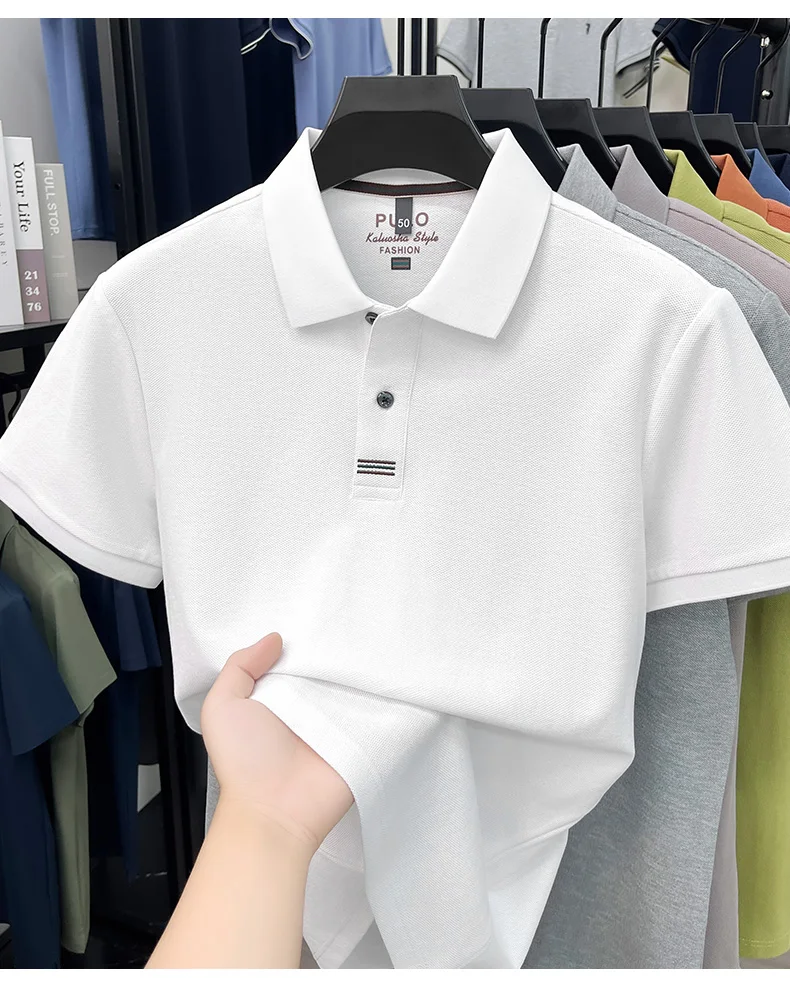 100% pure cotton men's short sleeve polo shirt fashion brand simple embroidery summer new business casual breathable T-shirt