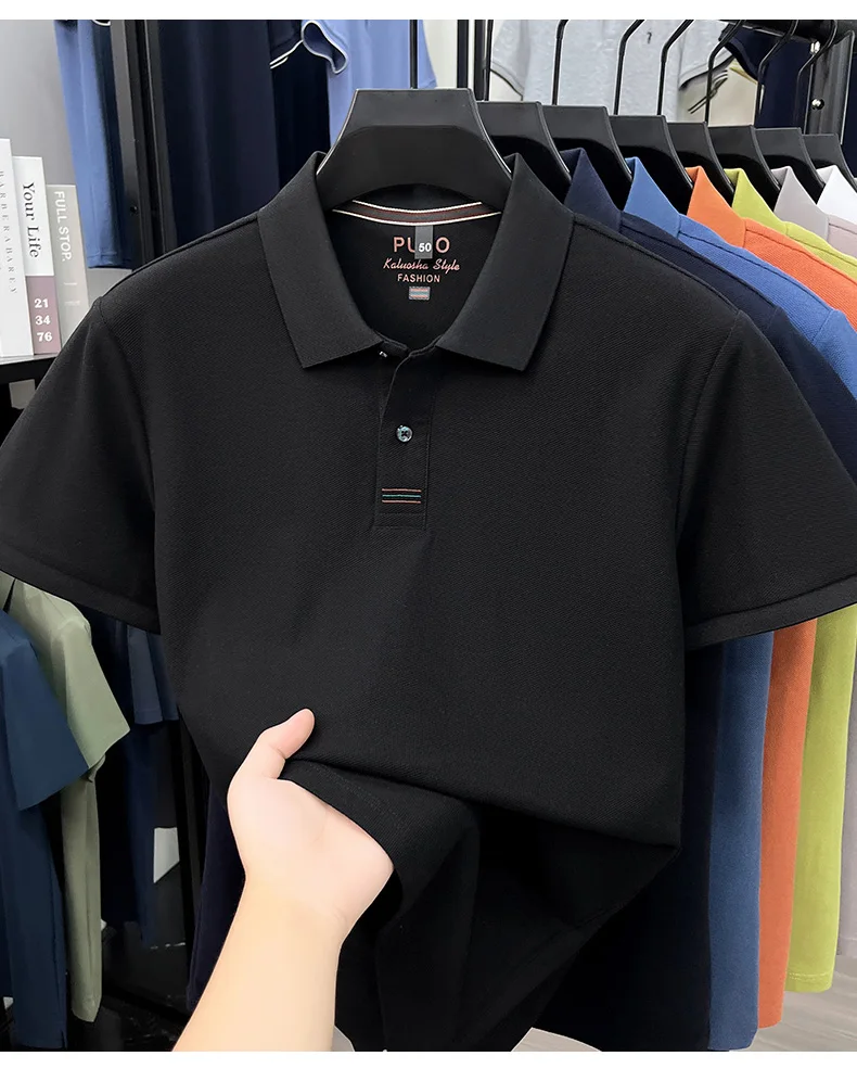 100% pure cotton men's short sleeve polo shirt fashion brand simple embroidery summer new business casual breathable T-shirt