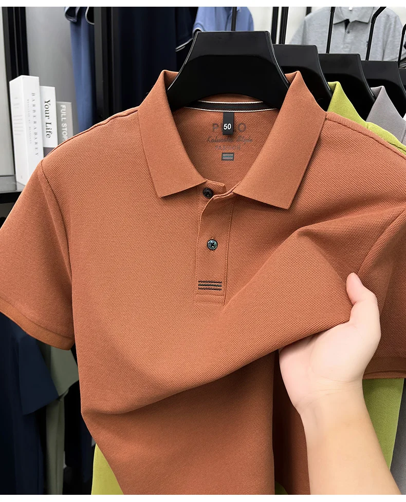 100% pure cotton men's short sleeve polo shirt fashion brand simple embroidery summer new business casual breathable T-shirt