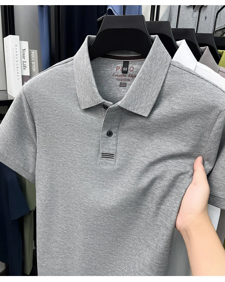 100% pure cotton men's short sleeve polo shirt fashion brand simple embroidery summer new business casual breathable T-shirt