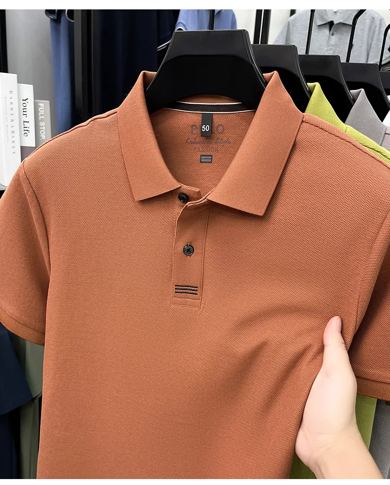 100% pure cotton men's short sleeve polo shirt fashion brand simple embroidery summer new business casual breathable T-shirt