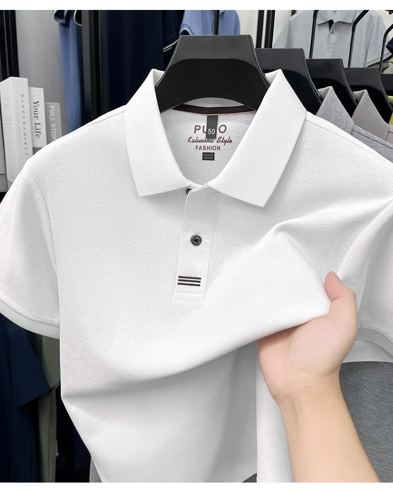 100% pure cotton men's short sleeve polo shirt fashion brand simple embroidery summer new business casual breathable T-shirt