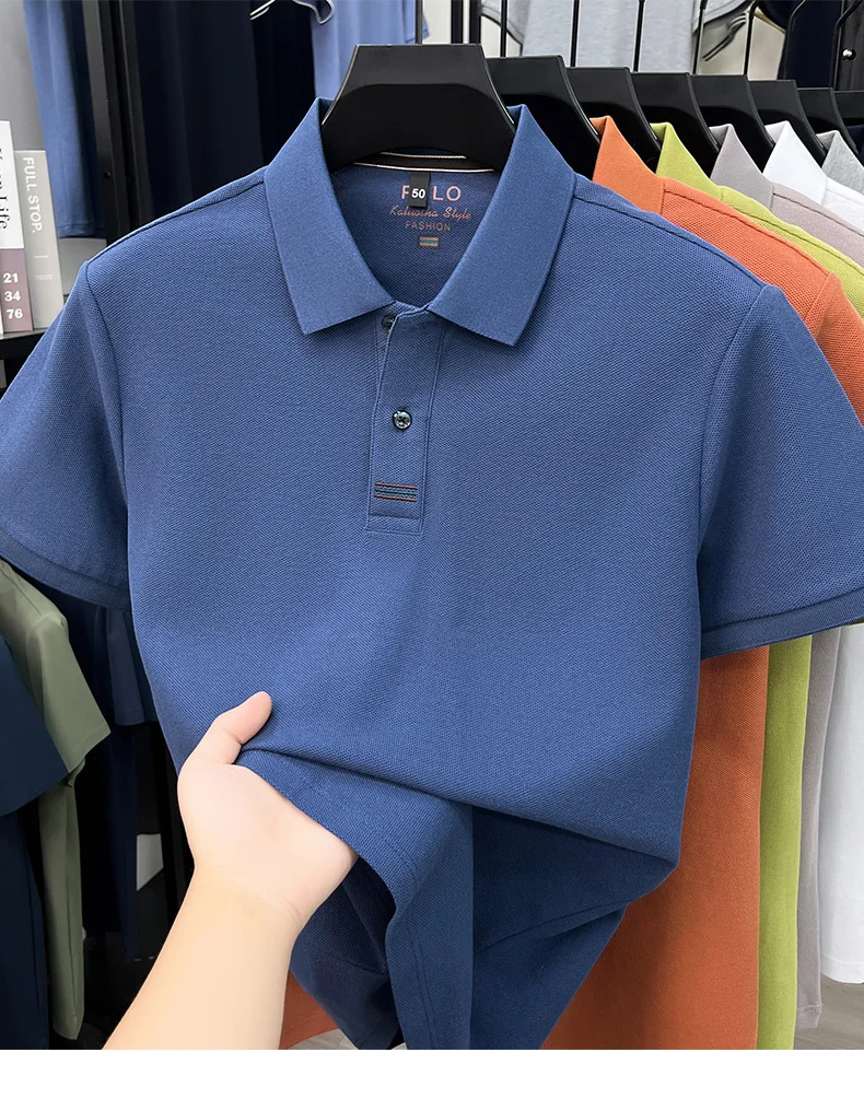 100% pure cotton men's short sleeve polo shirt fashion brand simple embroidery summer new business casual breathable T-shirt