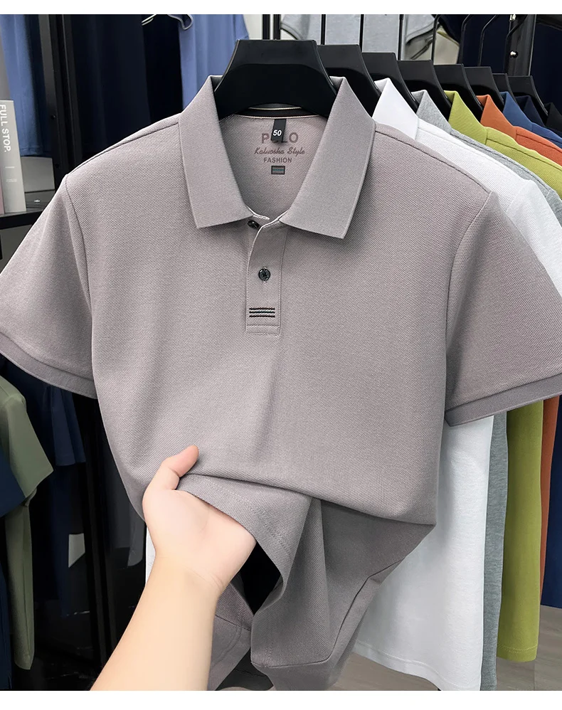100% pure cotton men's short sleeve polo shirt fashion brand simple embroidery summer new business casual breathable T-shirt