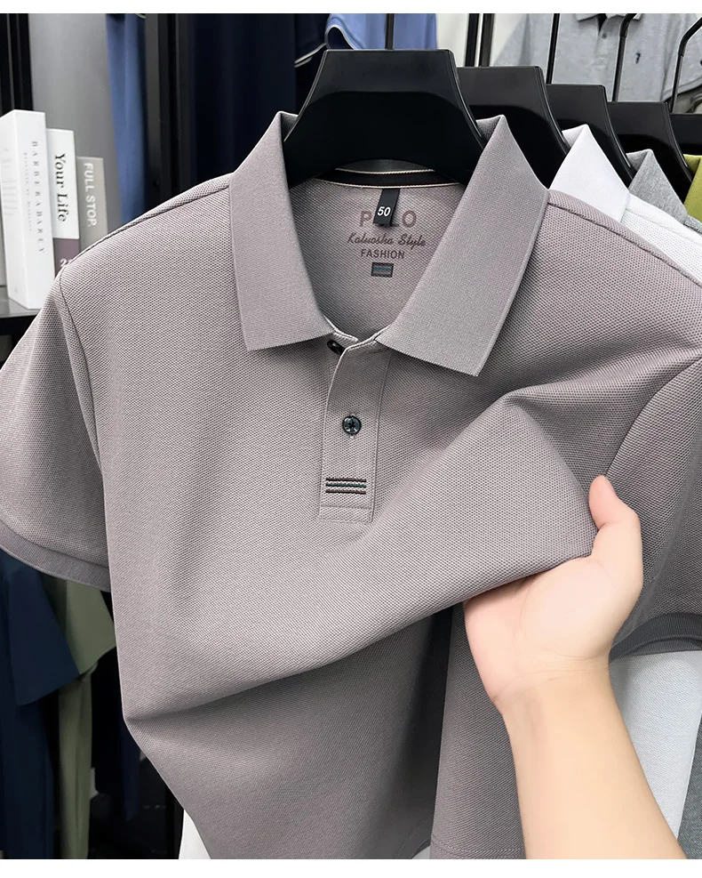 100% pure cotton men's short sleeve polo shirt fashion brand simple embroidery summer new business casual breathable T-shirt