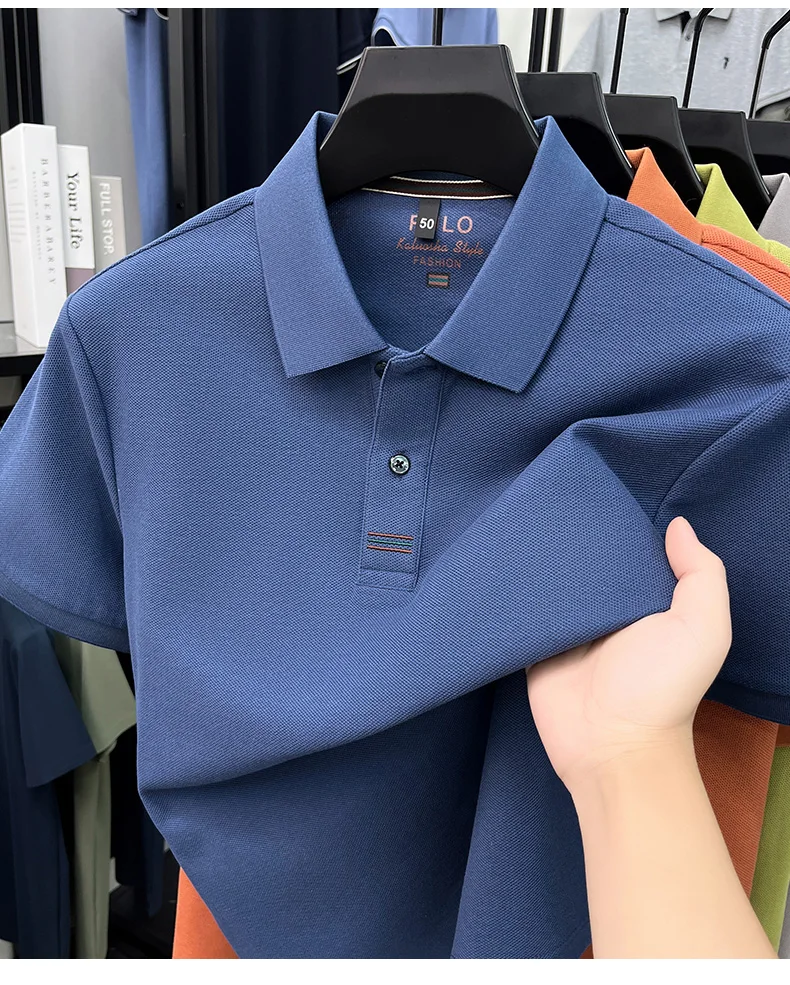 100% pure cotton men's short sleeve polo shirt fashion brand simple embroidery summer new business casual breathable T-shirt
