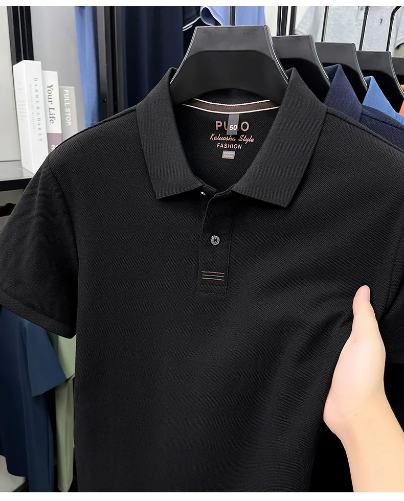 100% pure cotton men's short sleeve polo shirt fashion brand simple embroidery summer new business casual breathable T-shirt
