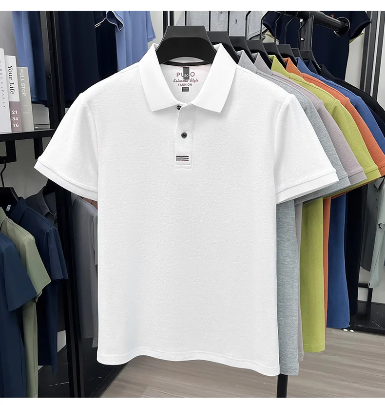 100% pure cotton men's short sleeve polo shirt fashion brand simple embroidery summer new business casual breathable T-shirt