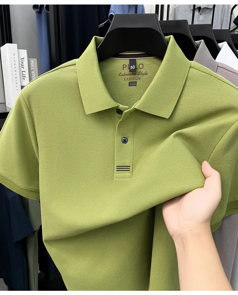100% pure cotton men's short sleeve polo shirt fashion brand simple embroidery summer new business casual breathable T-shirt