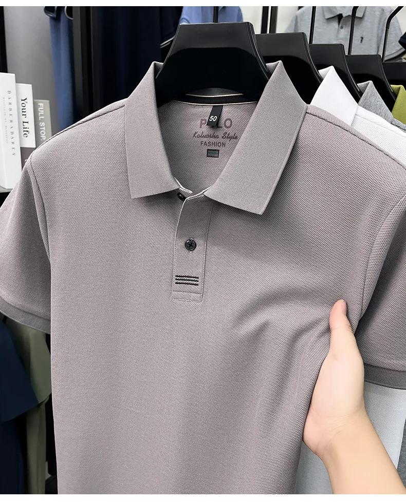 100% pure cotton men's short sleeve polo shirt fashion brand simple embroidery summer new business casual breathable T-shirt