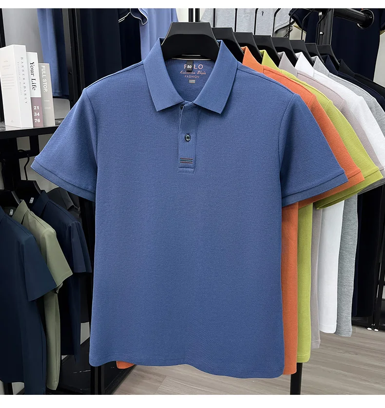 100% pure cotton men's short sleeve polo shirt fashion brand simple embroidery summer new business casual breathable T-shirt