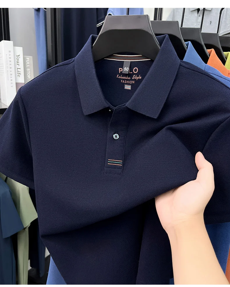 100% pure cotton men's short sleeve polo shirt fashion brand simple embroidery summer new business casual breathable T-shirt