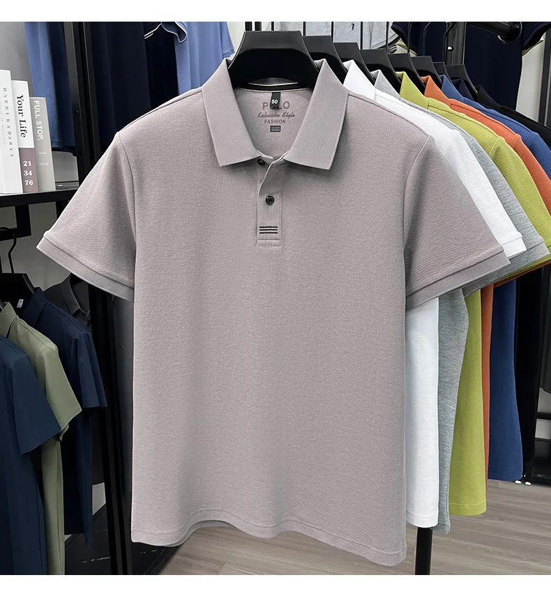 100% pure cotton men's short sleeve polo shirt fashion brand simple embroidery summer new business casual breathable T-shirt