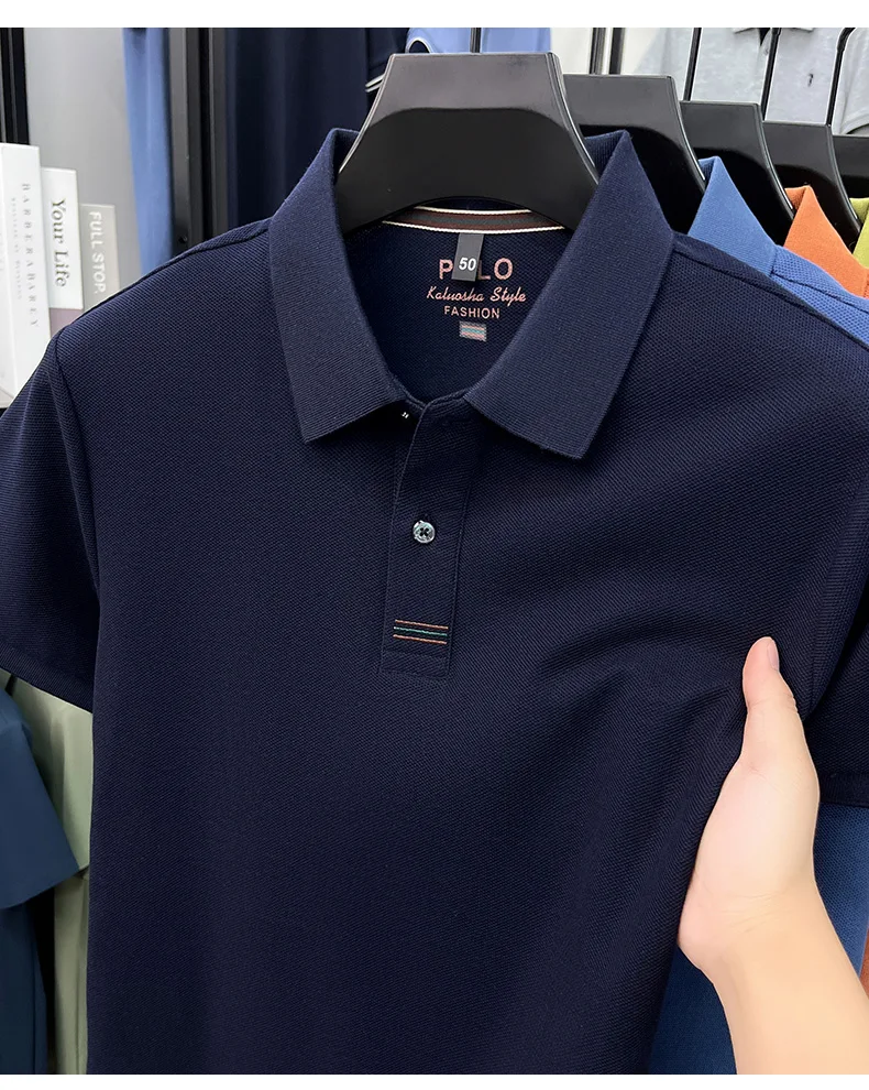 100% pure cotton men's short sleeve polo shirt fashion brand simple embroidery summer new business casual breathable T-shirt