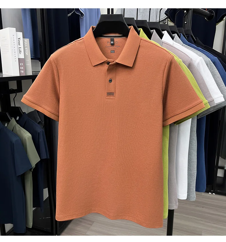 100% pure cotton men's short sleeve polo shirt fashion brand simple embroidery summer new business casual breathable T-shirt