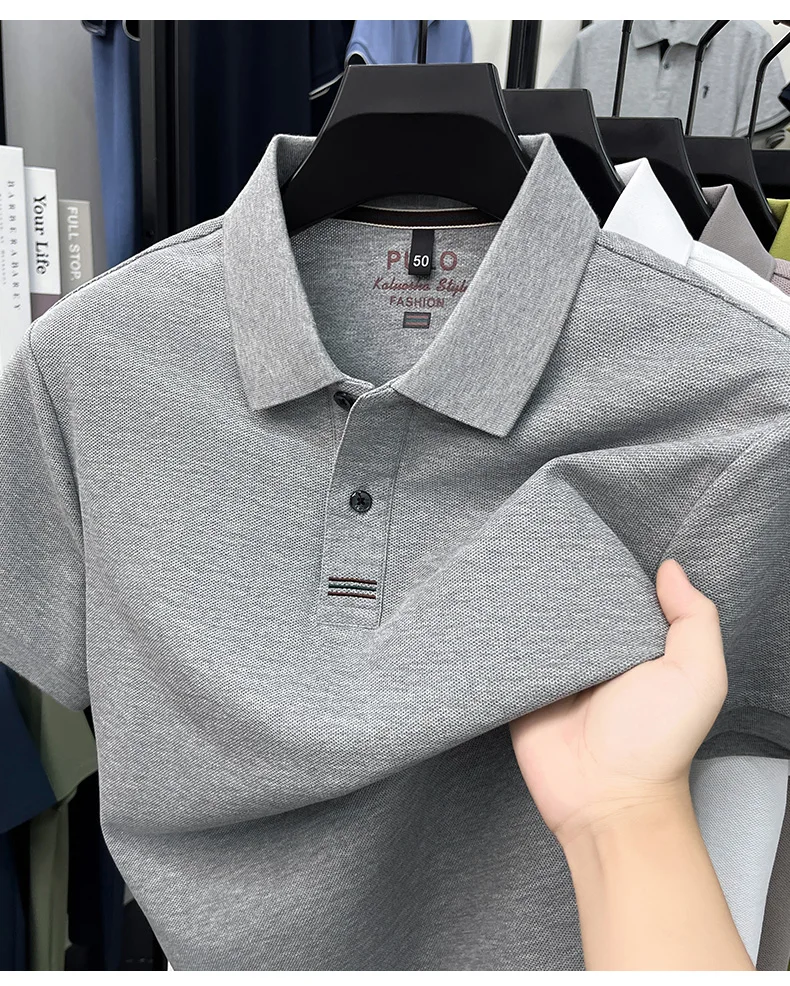 100% pure cotton men's short sleeve polo shirt fashion brand simple embroidery summer new business casual breathable T-shirt