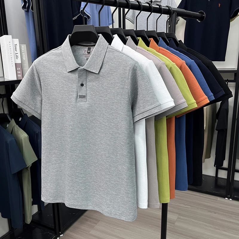 100% pure cotton men's short sleeve polo shirt fashion brand simple embroidery summer new business casual breathable T-shirt