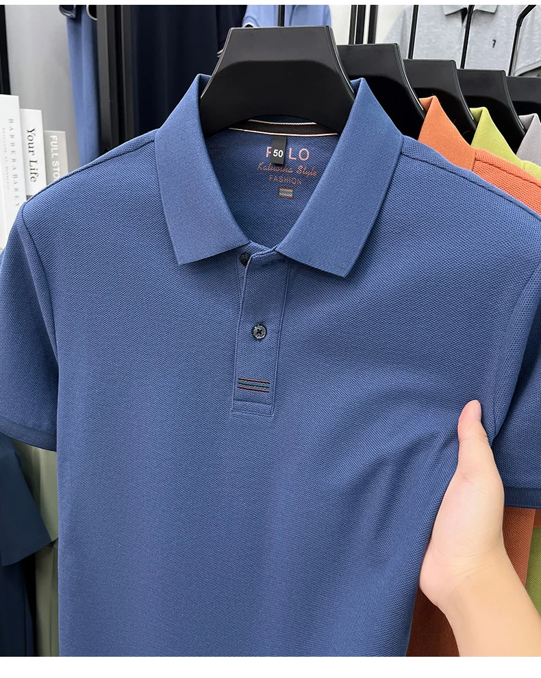 100% pure cotton men's short sleeve polo shirt fashion brand simple embroidery summer new business casual breathable T-shirt