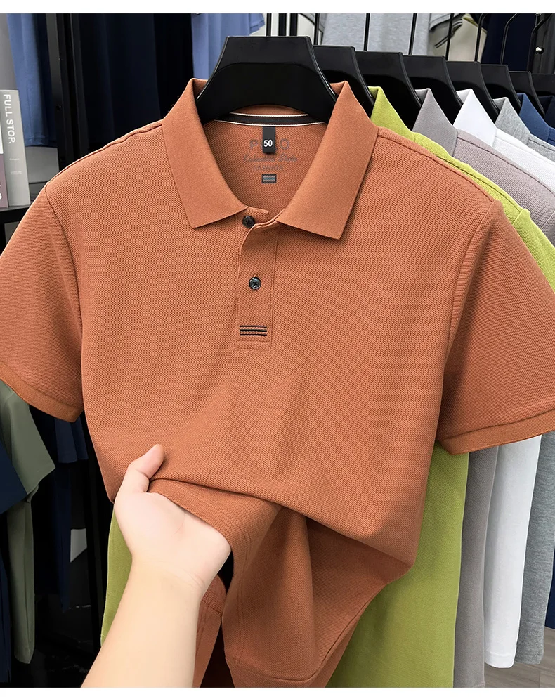 100% pure cotton men's short sleeve polo shirt fashion brand simple embroidery summer new business casual breathable T-shirt