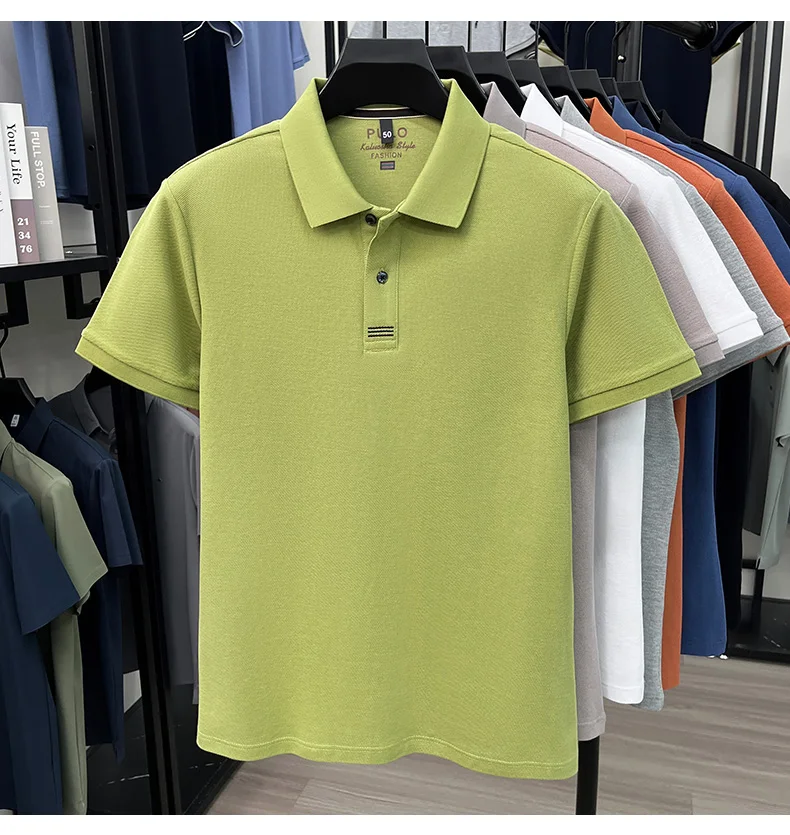 100% pure cotton men's short sleeve polo shirt fashion brand simple embroidery summer new business casual breathable T-shirt