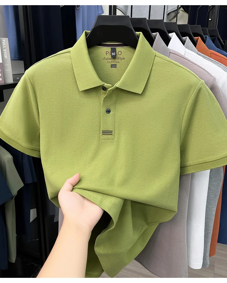 100% pure cotton men's short sleeve polo shirt fashion brand simple embroidery summer new business casual breathable T-shirt
